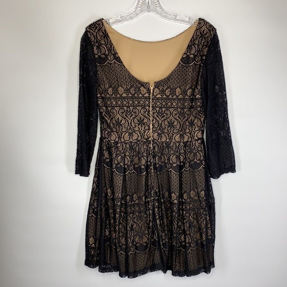 B. Darlin Black Lace W/Nude Underlay Fit & Flare Dress - Picture 2 of 8